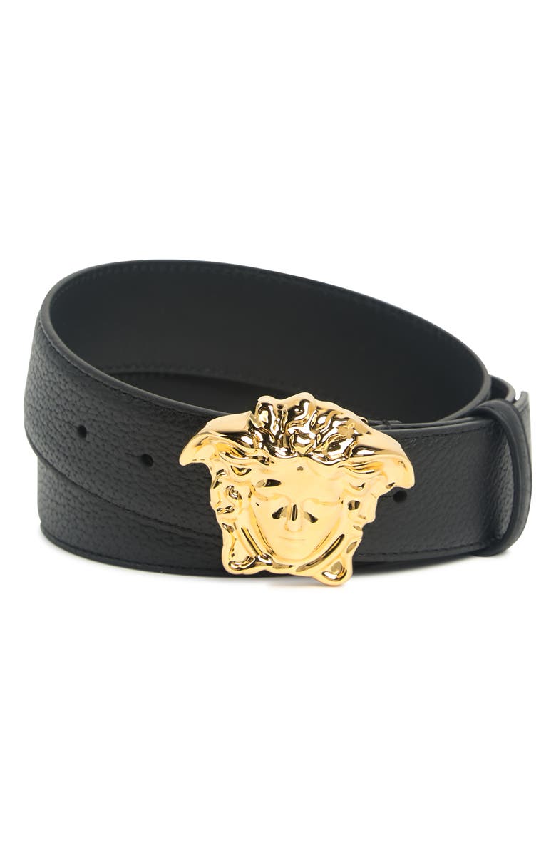 Versace Medusa Leather Belt, Main, color, 