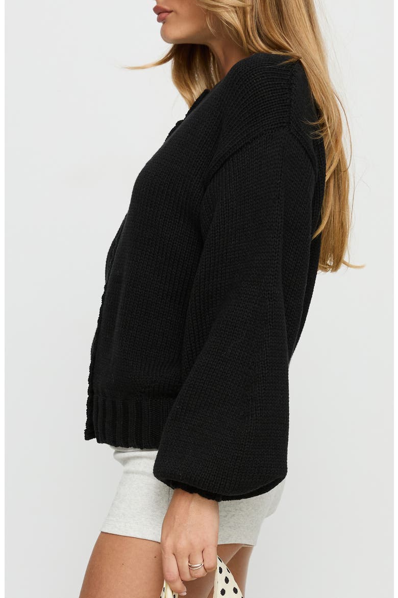 Edern Cotton Blend Cardigan, Alternate, color, BLACK