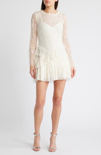 Reformation Miley Lace-Trimmed Tiered Organic Cotton-Voile Mini Dress outlet Size 2