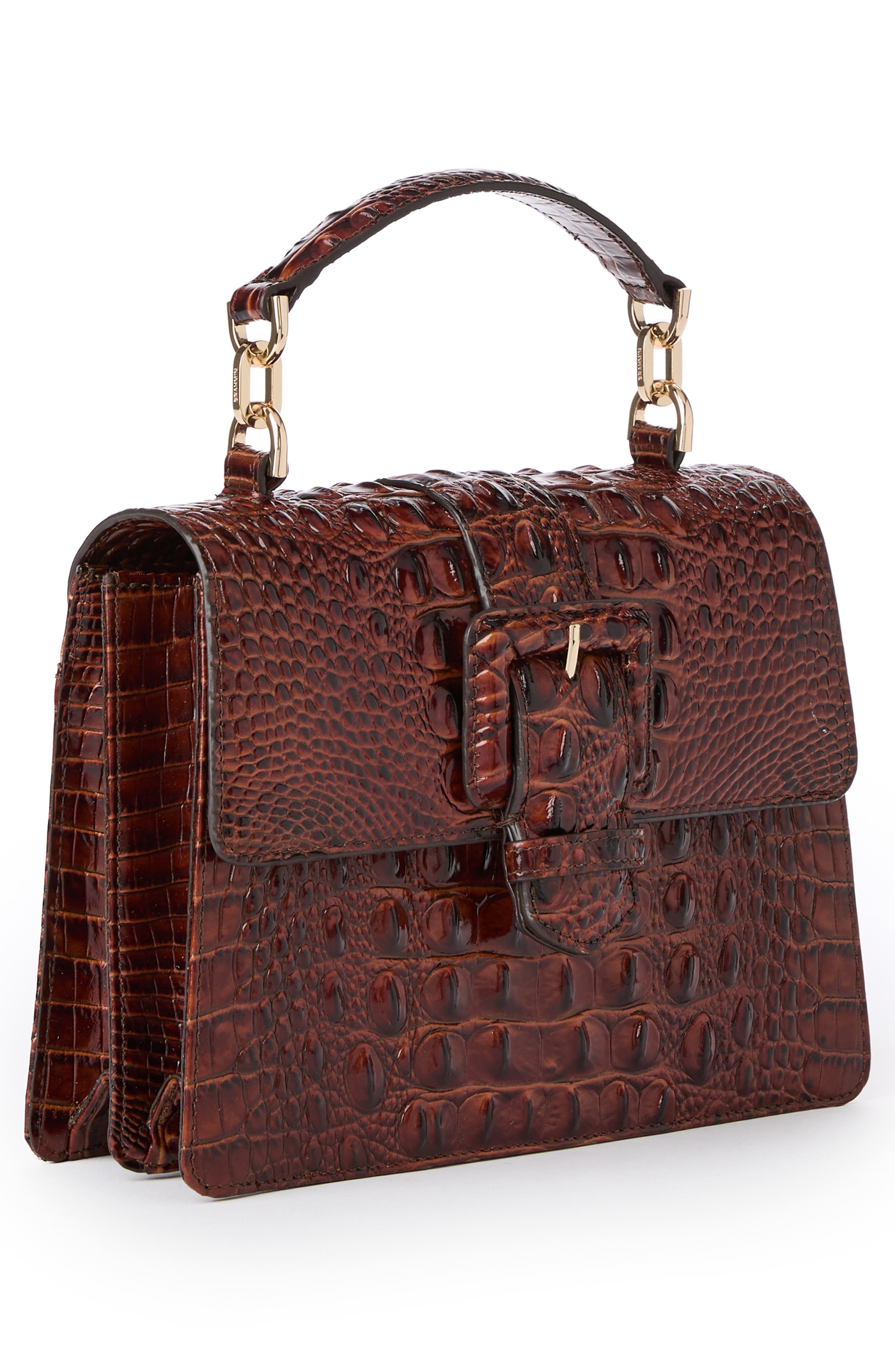 Brahmin Small Hallie Croc Embossed Leather Top Handle Bag, Alternate, color, 