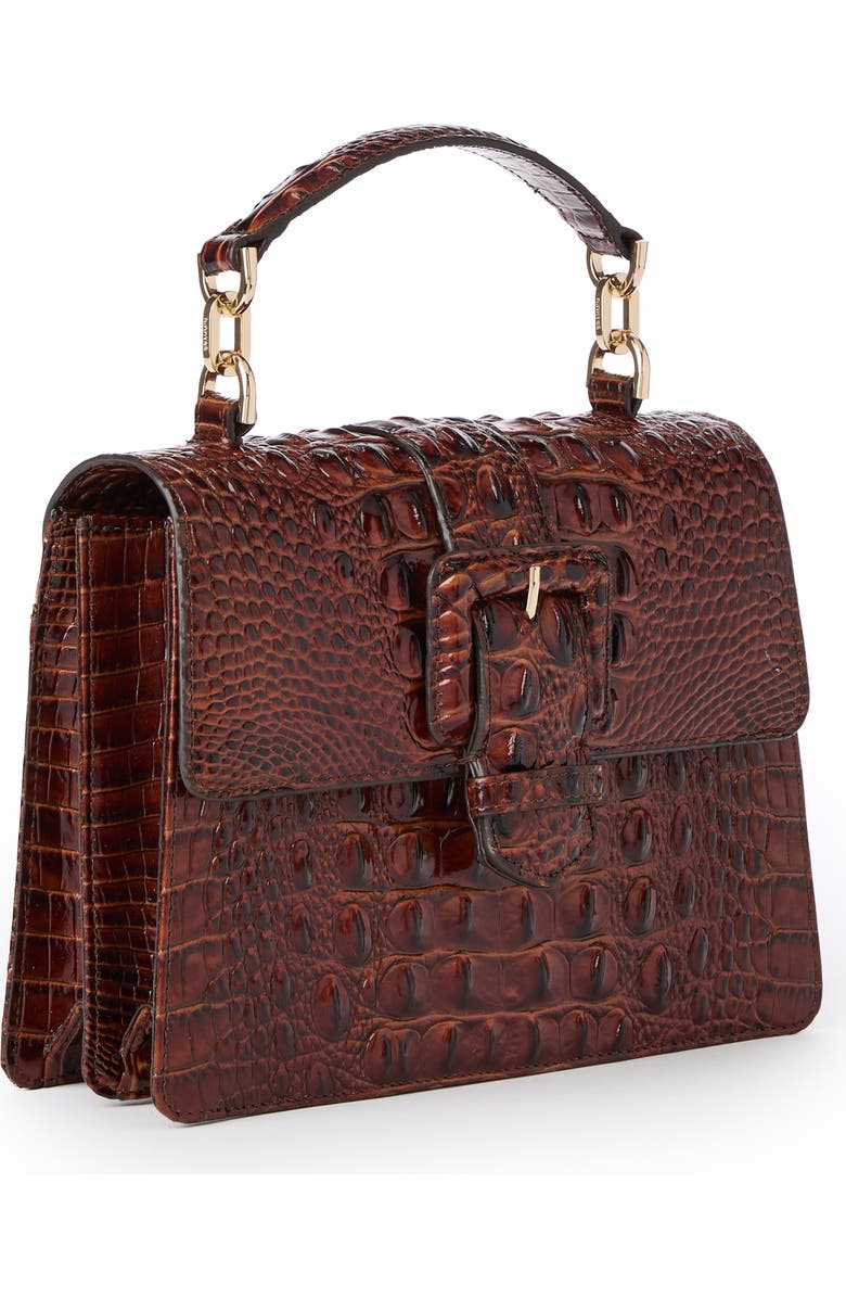 Brahmin Small Hallie Croc Embossed Leather Top Handle Bag, Alternate, color,