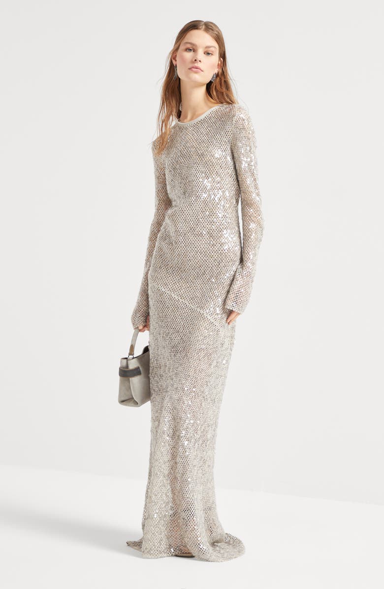 Brunello Cucinelli Dazzling Net Embroidery dress, Alternate, color,