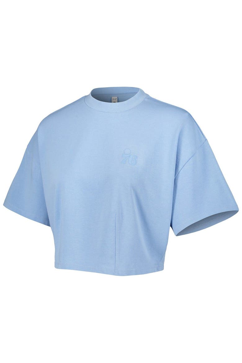 Men's Lusso Light Blue Philadelphia 76ers Nola Faded Tonal Cropped T-Shirt, Alternate, color, Light Blue