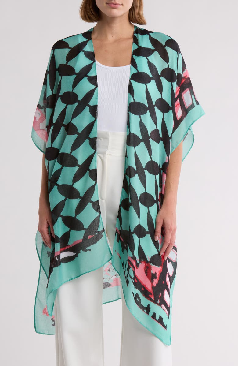 RACHEL Rachel Roy Print Ruana, Main, color, Green