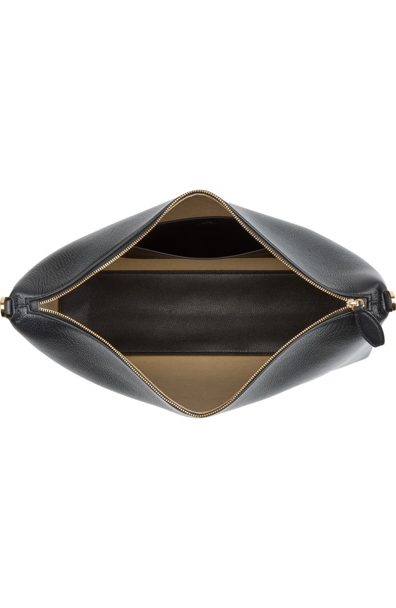 TOTEME Medium Bevel Leather Hobo Bag, Alternate, color, Black