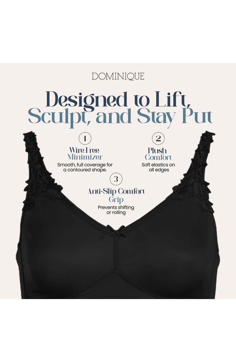 Dominique Intimates Jillian Wire-Free Seamless Minimizer Bra, Alternate, color, Black