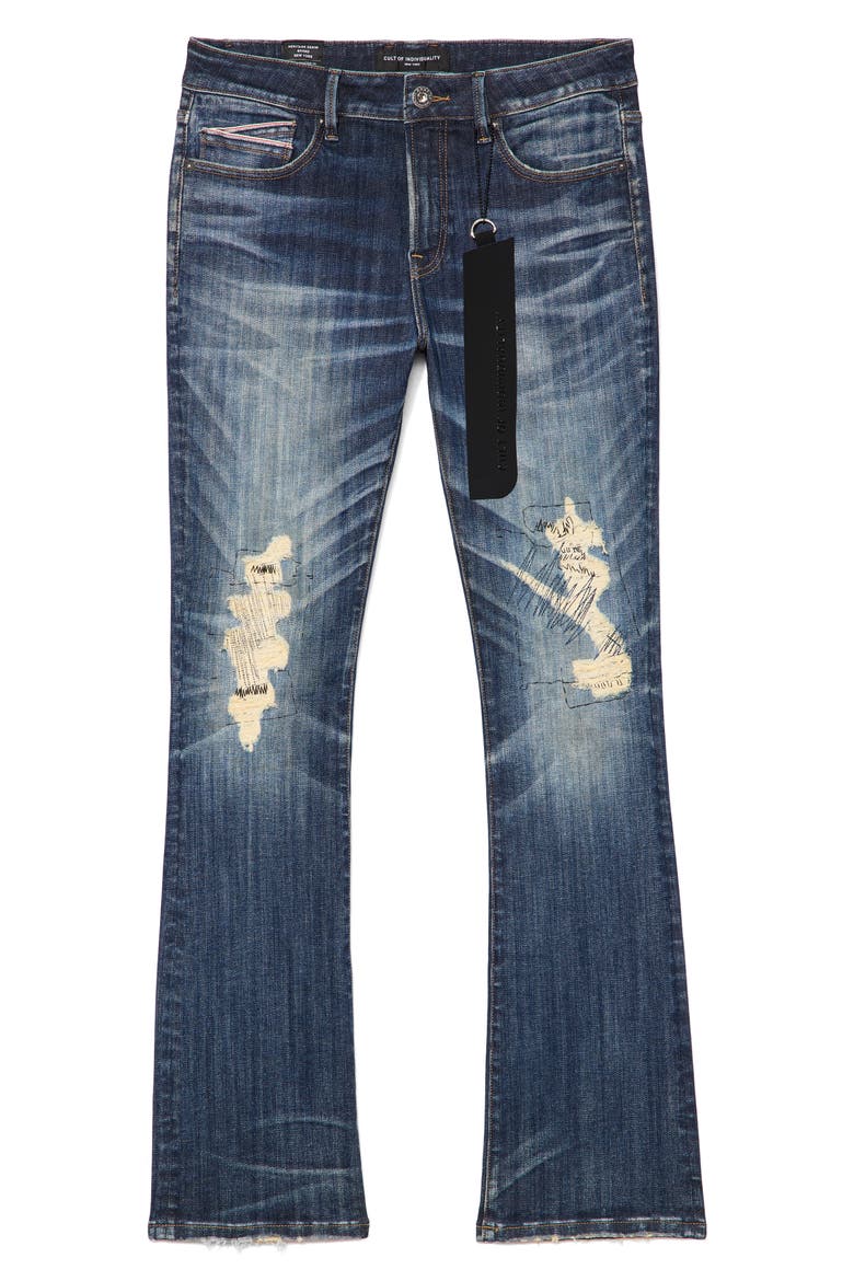 Lenny Distressed Bootcut Jeans, Alternate, color, SURF