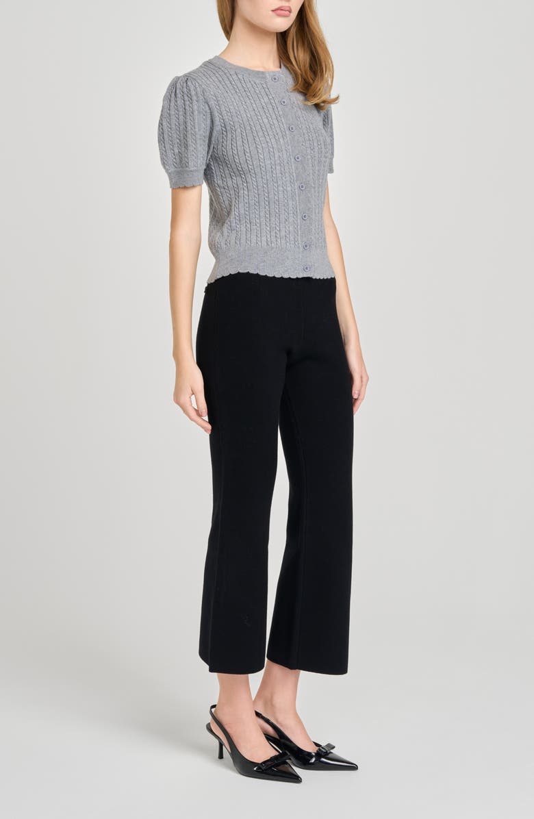 WAYF Sandra Cable Short Sleeve Cardigan, Alternate, color, Grey