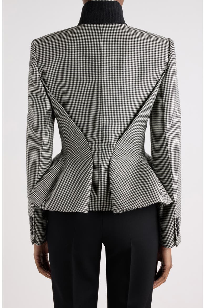 Pinched Peplum Wool & Mohair Jacket, Alternate, color, BLACK/ WHITE