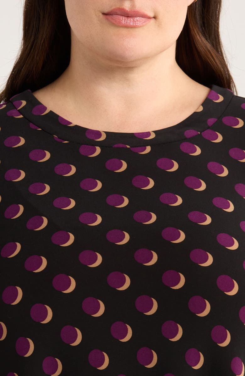 AK ANNE KLEIN Crescent Dot Sharkbite Hem Top, Alternate, color,