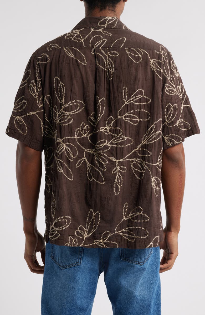 BDG Urban Outfitters Embroidered Cotton Seersucker Camp Shirt, Alternate, color, 