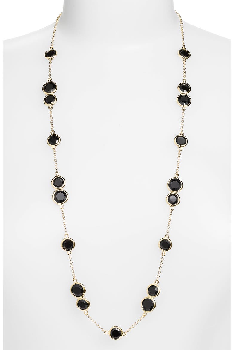 'crystal confetti' long necklace, Main, color, JET