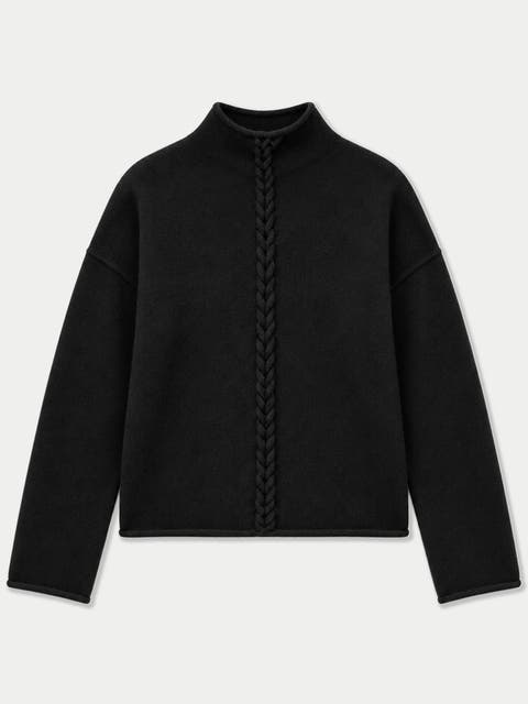 Cashmere Braided-cable High-neck Sweater