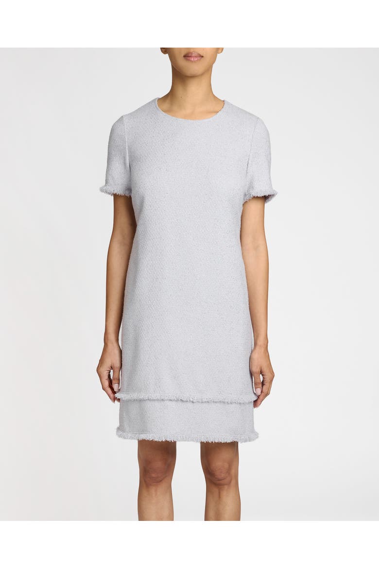 Melania Short Sleeve Shift Dress in Soft Boucle, Main, color, Ash