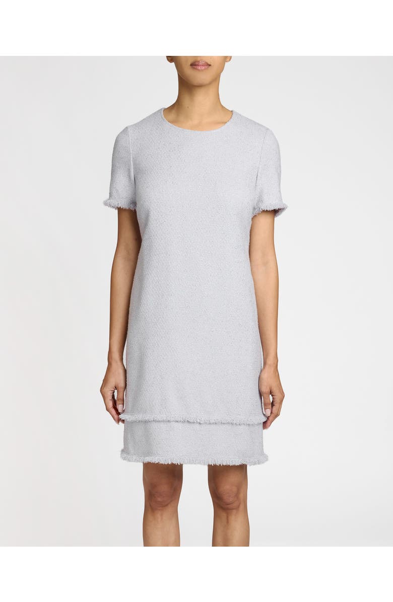 Santorelli Melania Short Sleeve Shift Dress in Soft Boucle, Main, color, Ash