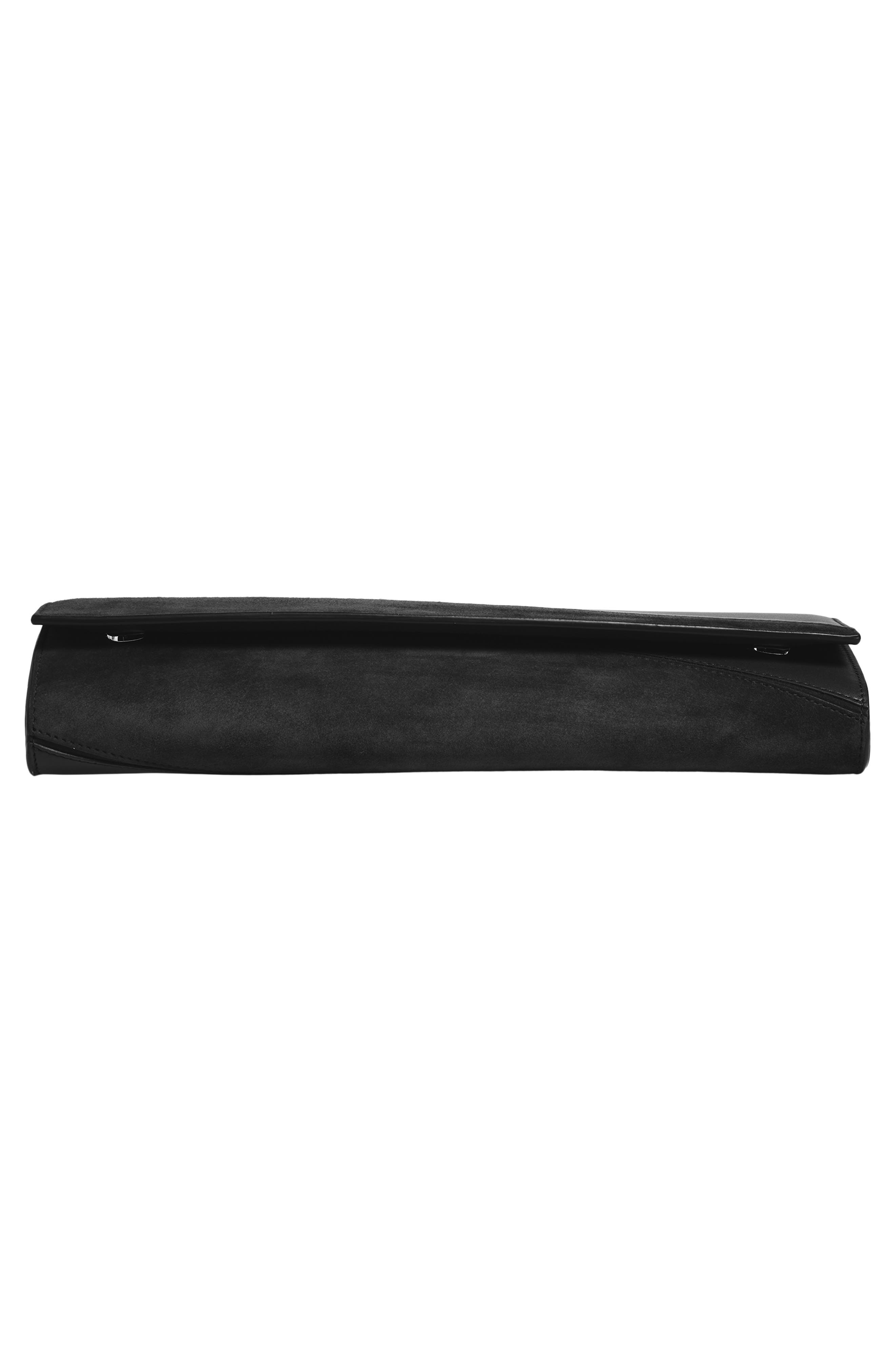 Hex Calfskin Clutch, Alternate, color, BLACK