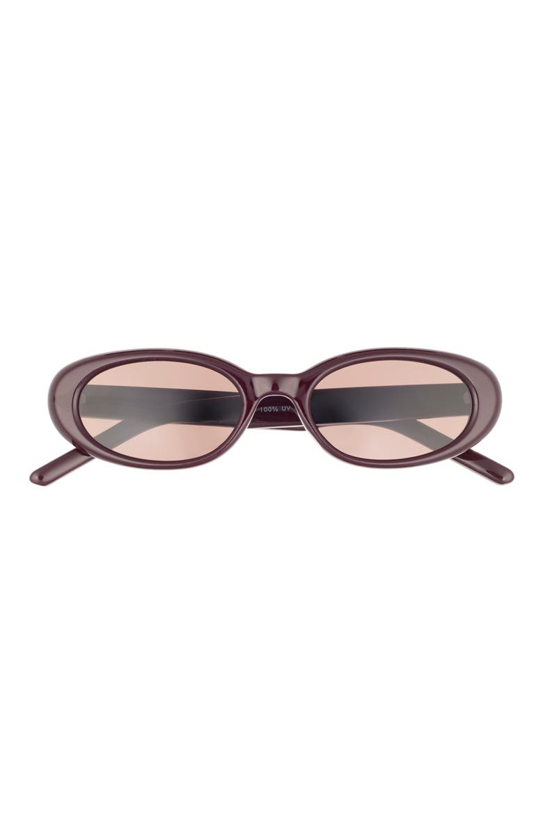 Narrow Oval Sunglasses, Main, color, BURGUNDY