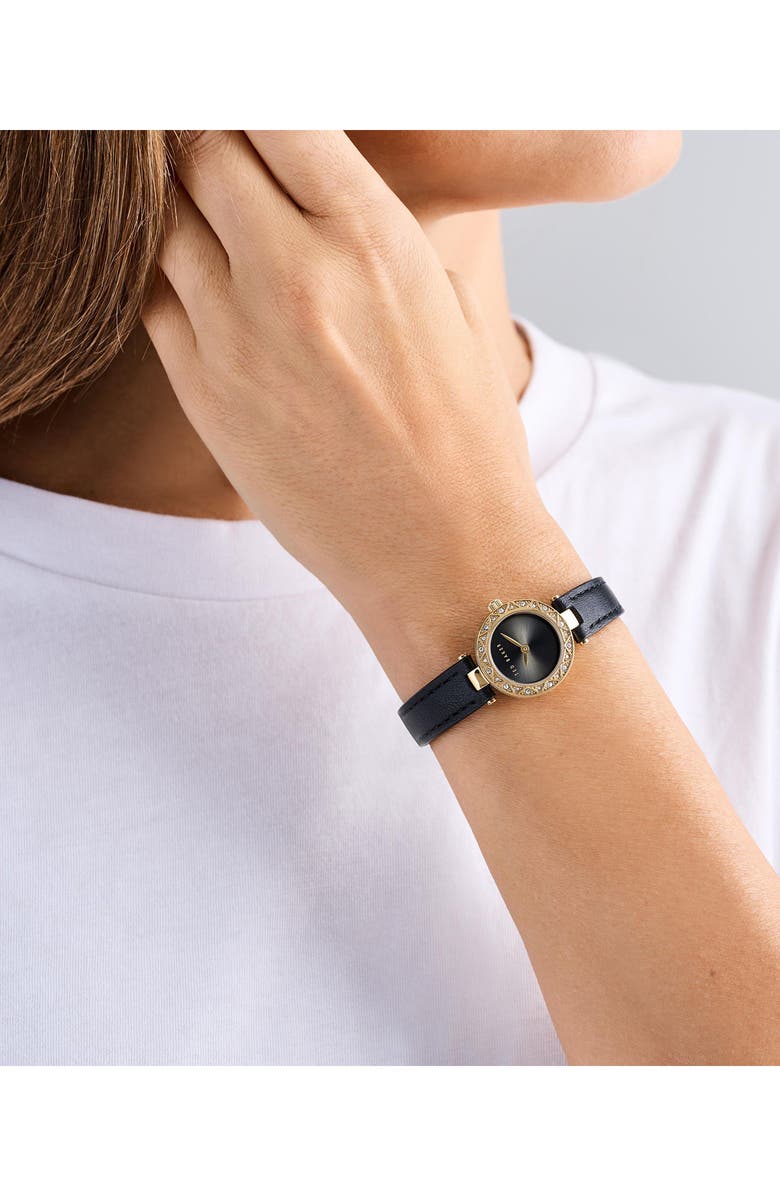 Ted Baker Jolyye Leather Strap Watch, 24mm, Alternate, color, Black