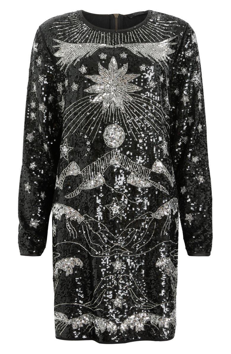 AllSaints Noushka Mixed Sequin Print Long Sleeve Dress, Alternate, color, 
