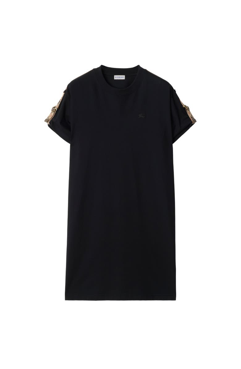 Burberry Check Trim Cotton T-shirt Dress, Alternate, color, Black