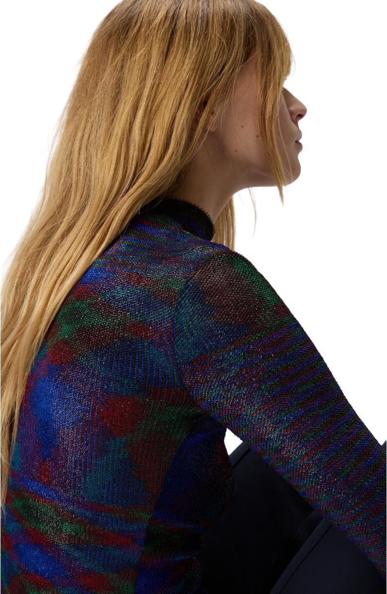 Missoni Turtleneck Sweater With Flame Pattern, Alternate, color, Green 
Red