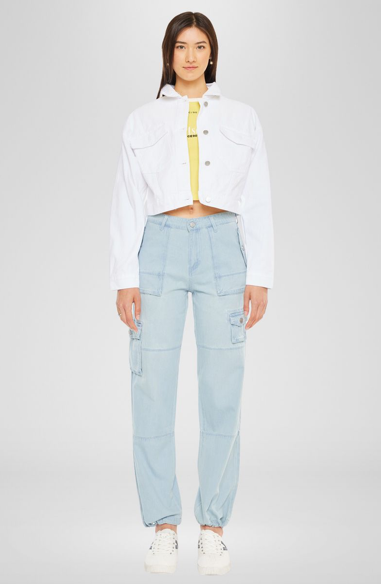 KanCan Francis Cropped Jacket, Alternate, color, White