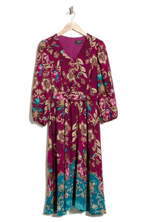Belted Long Sleeve Midi Dress