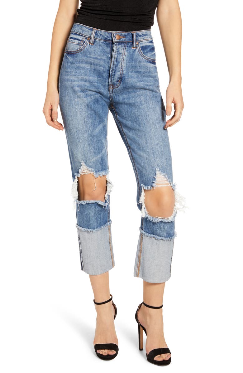 AFRM Dylan Ripped High Waist Crop Jeans, Main, color, 