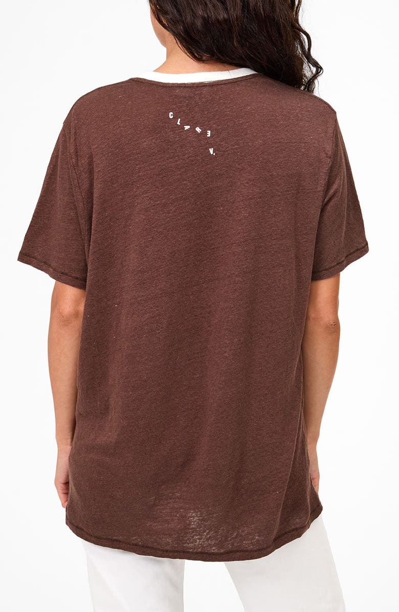 Clare V. Original Linen V-Stitch T-Shirt, Alternate, color, Mocha