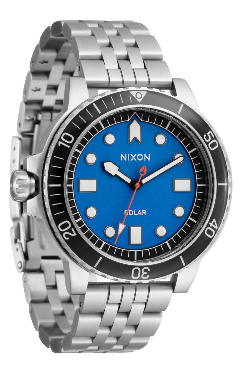 Nixon The Stinger Dive Bracelet Watch, 44mm, Alternate, color, Silver / Blue / Black