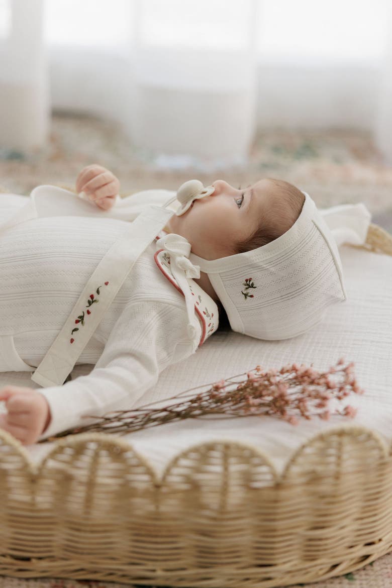 Embroidered Collar Collection - Footie, Alternate, color, Ivory
