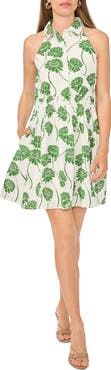 1.STATE Floral Smocked Cotton Minidress