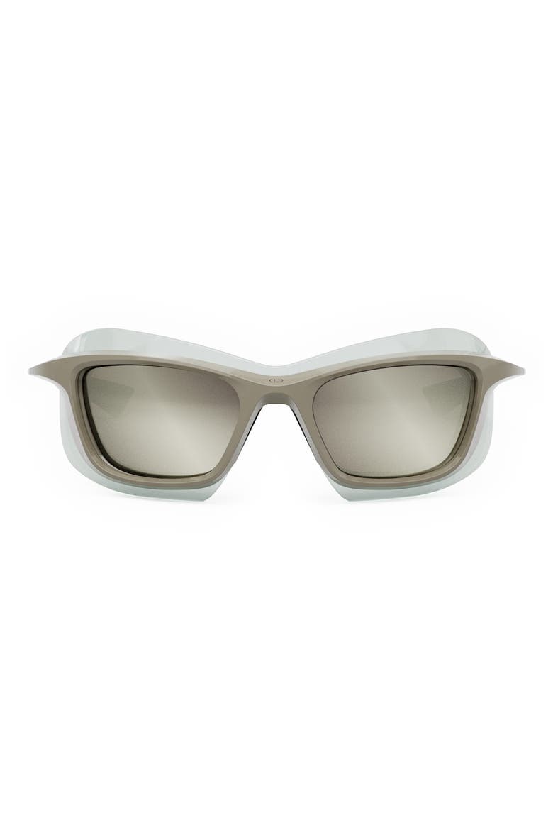 'DiorXplorer S1U 56mm Square Sunglasses, Main, color, BEIGE/ SMOKE MIRROR