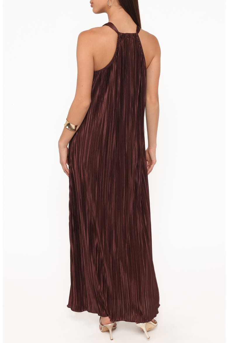 Melody Plissé Metallic Dot Cocktail Dress, Alternate, color, BROWN