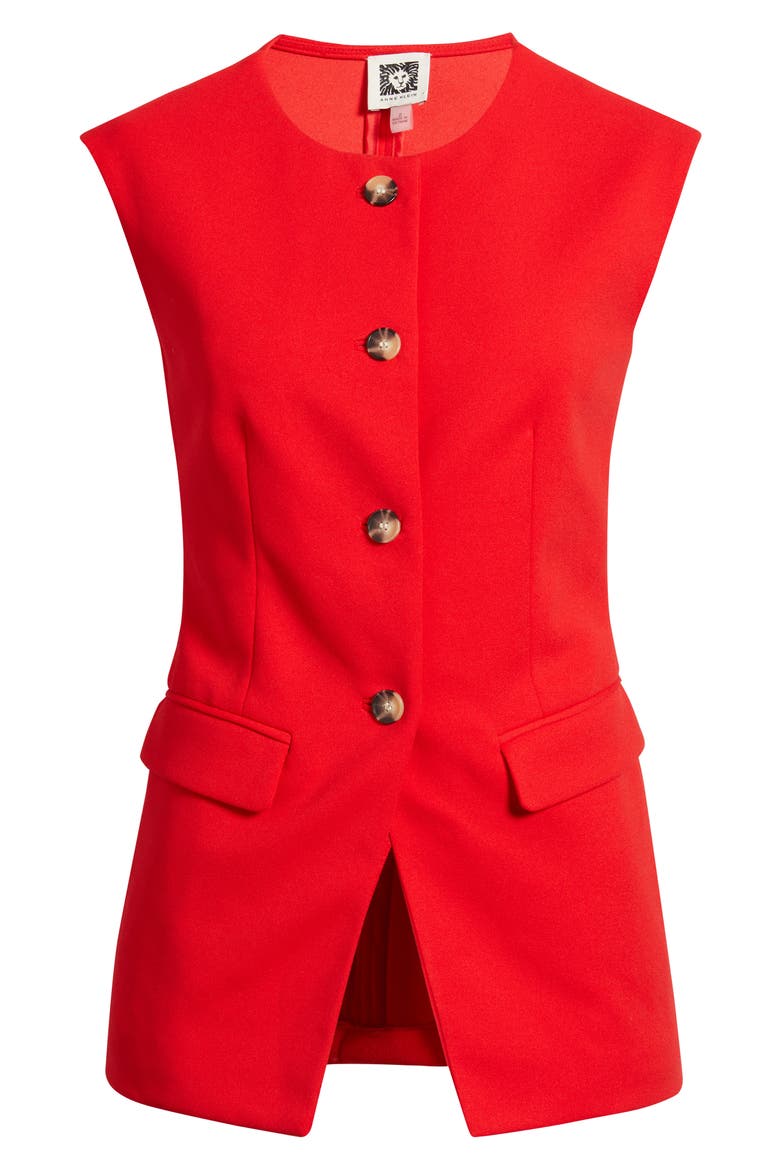 Collarless Vest, Alternate, color, BEGONIA RED