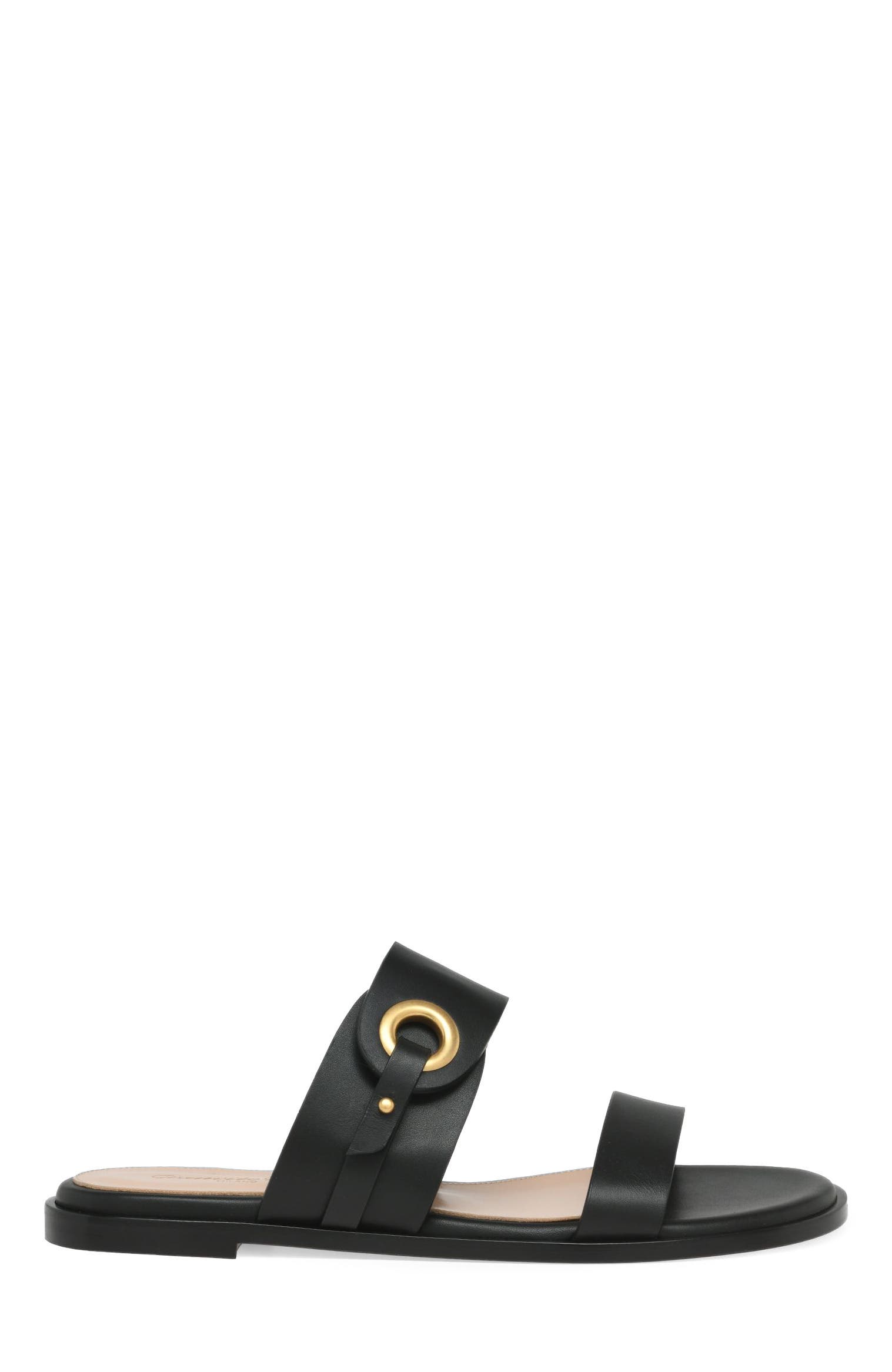 Gianvito Rossi Granada 05 Flat, Main, color, Black Calf Leather