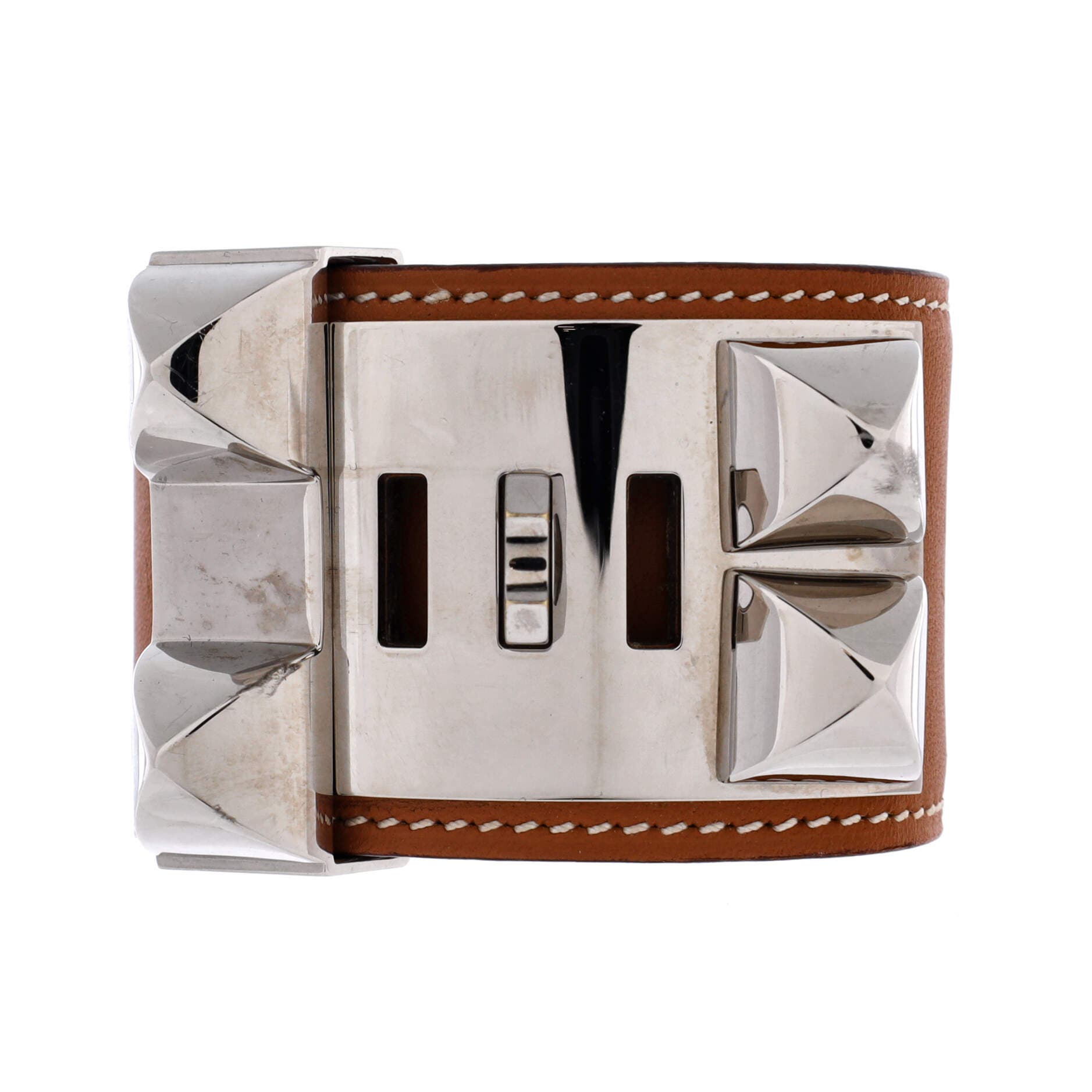 Pre-Owned Hermes Collier de Chien Bracelet Leather, Main, color, Brown