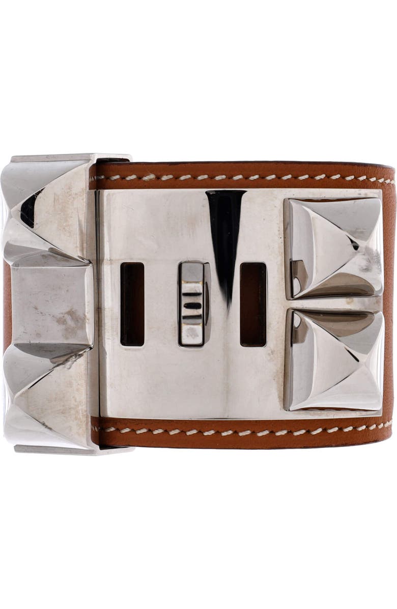 Pre-Owned Hermes Collier de Chien Bracelet Leather, Main, color, Brown