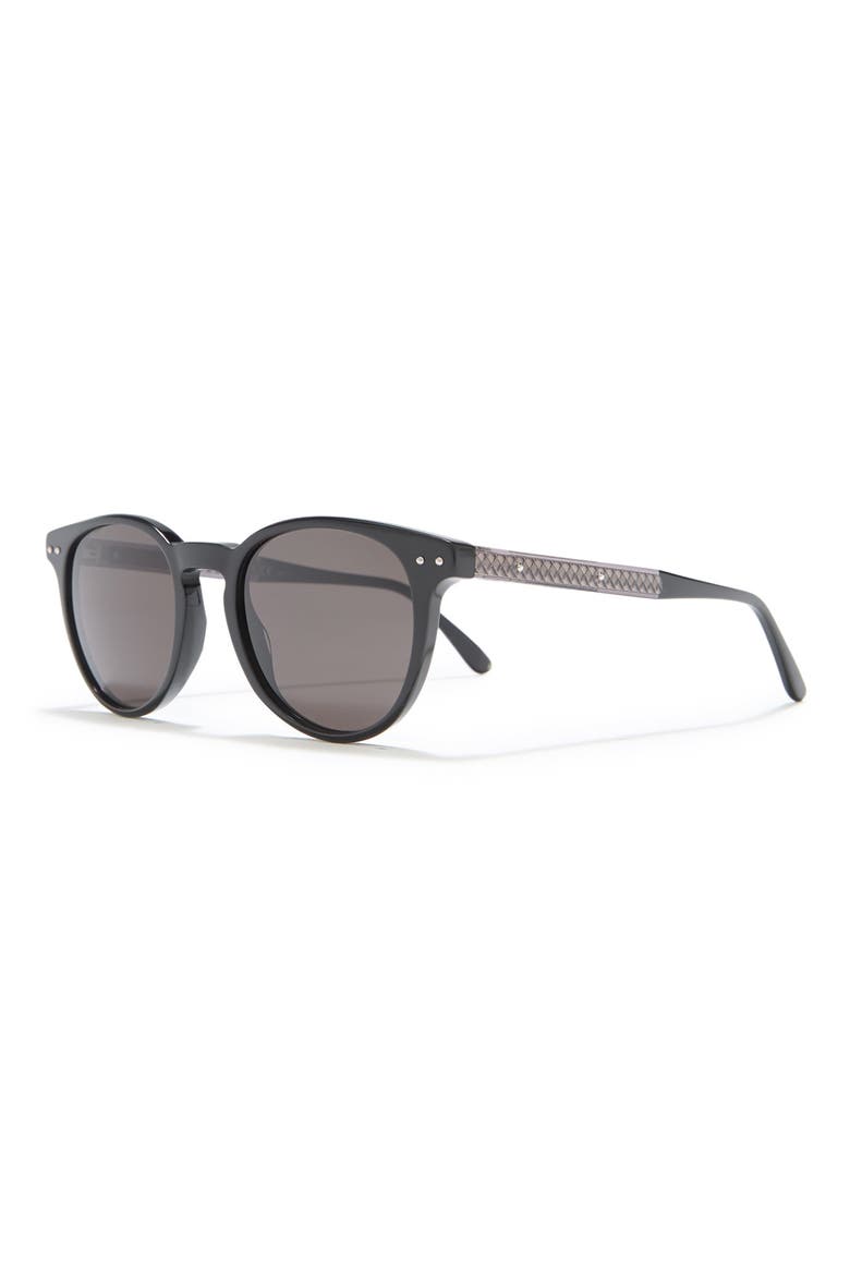 49mm Round Sunglasses, Alternate, color, SHINY BLACK