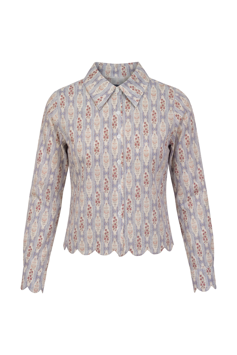 Teen Striped Printed Cotton Blouse, Alternate, color, Blue