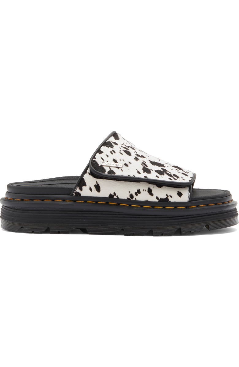 Dr. Martens Zebzag Genuine Calf Hair Slide Sandal, Alternate, color, Cream And Black