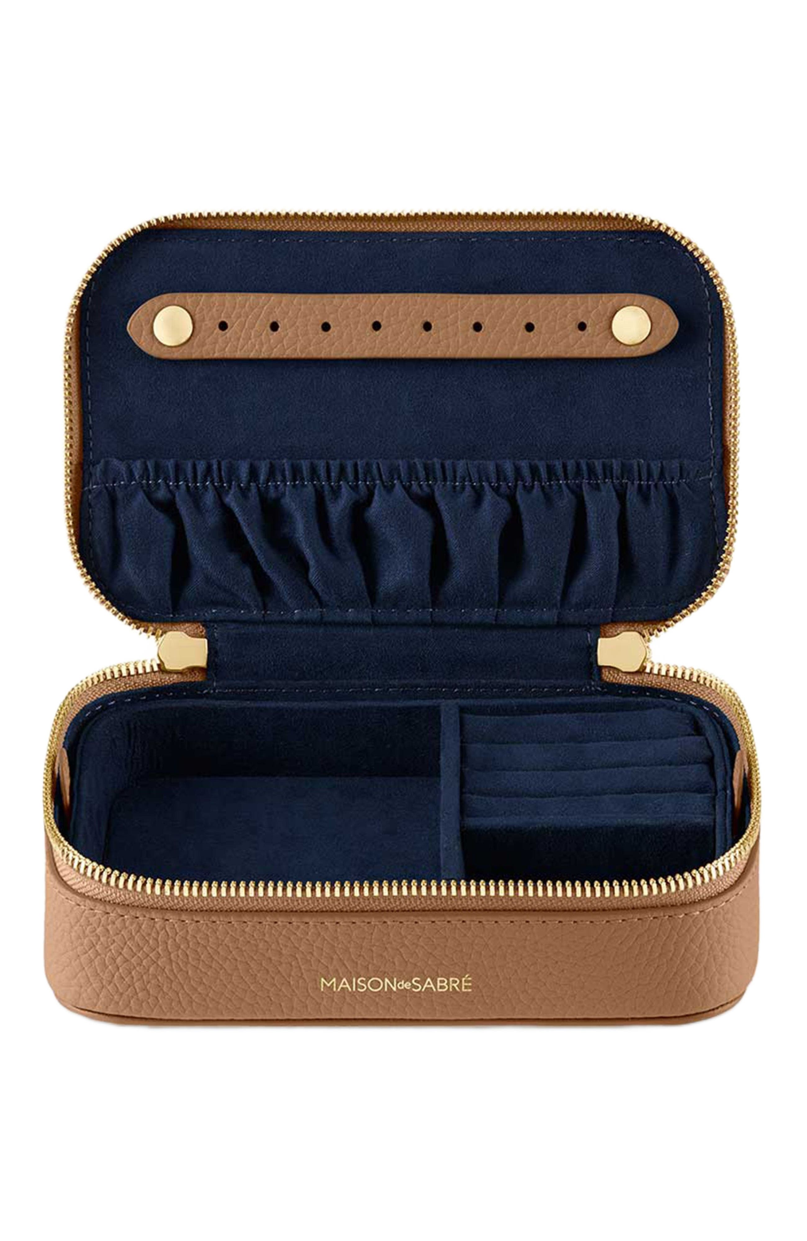 MAISON de SABRÉ Leather Jewellery Case, Alternate, color, Sandstone Brown