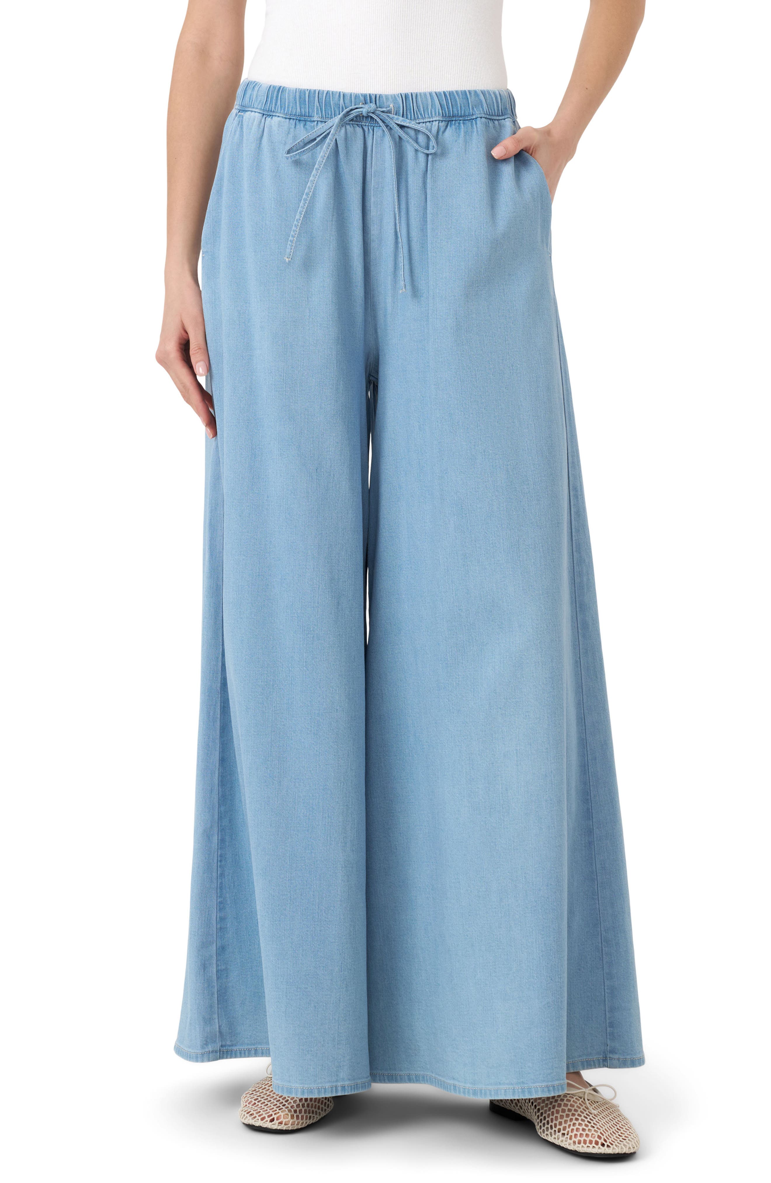 RM Rebecca Minkoff Chambray Wide Leg Beach Pants