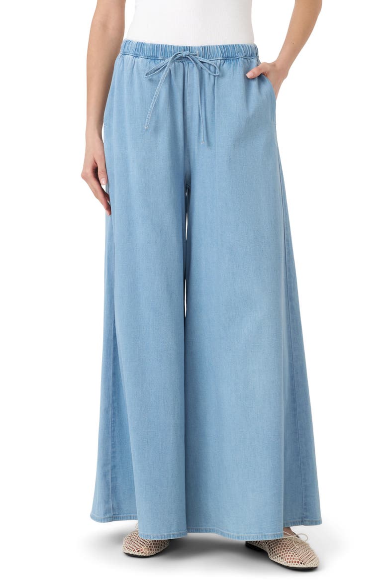 Chambray Wide Leg Beach Pants, Main, color, LIGHT WASH (DENIM)