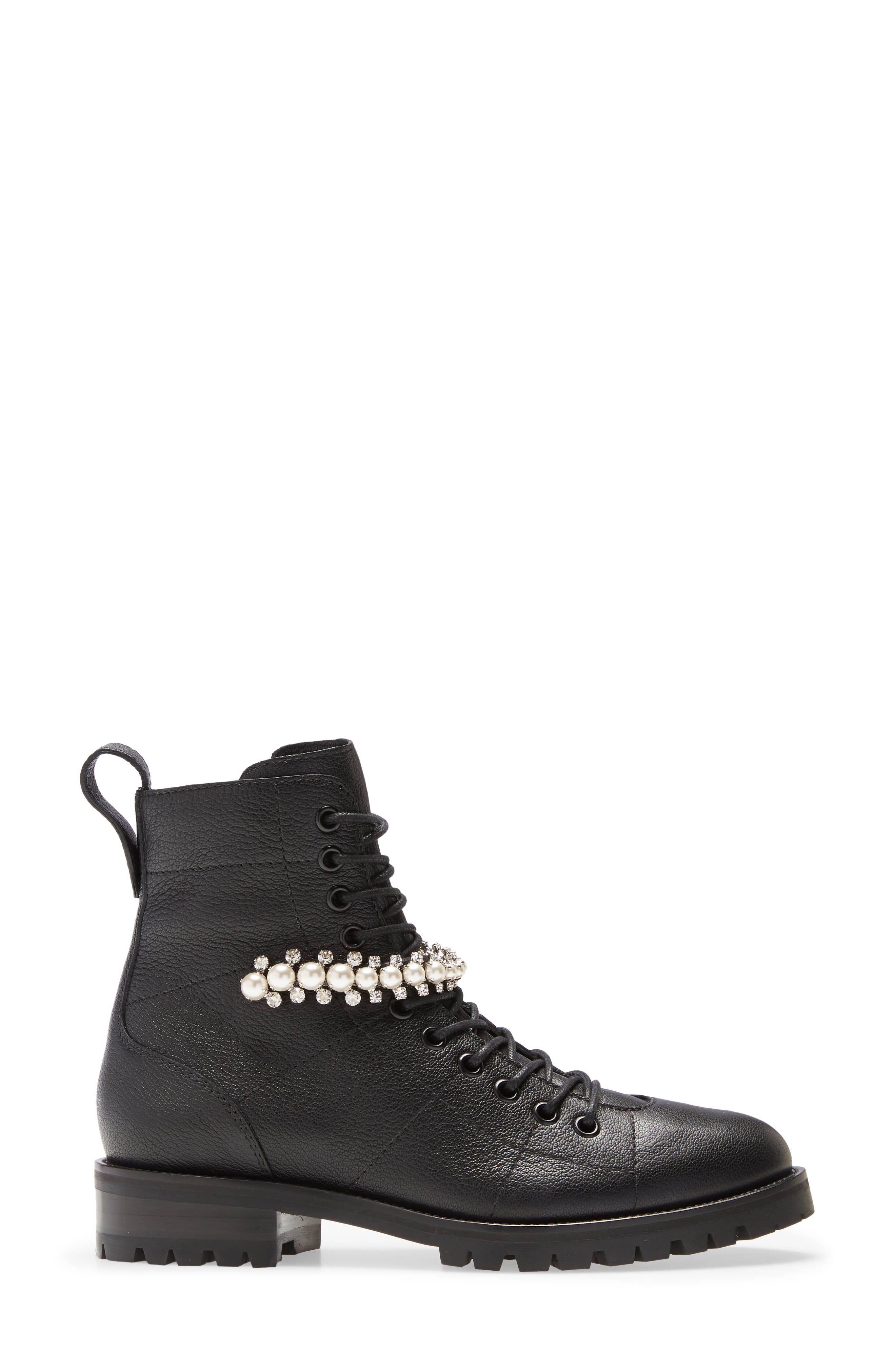 Jimmy Choo Cruz Embellished Combat Boot, Alternate, color, 