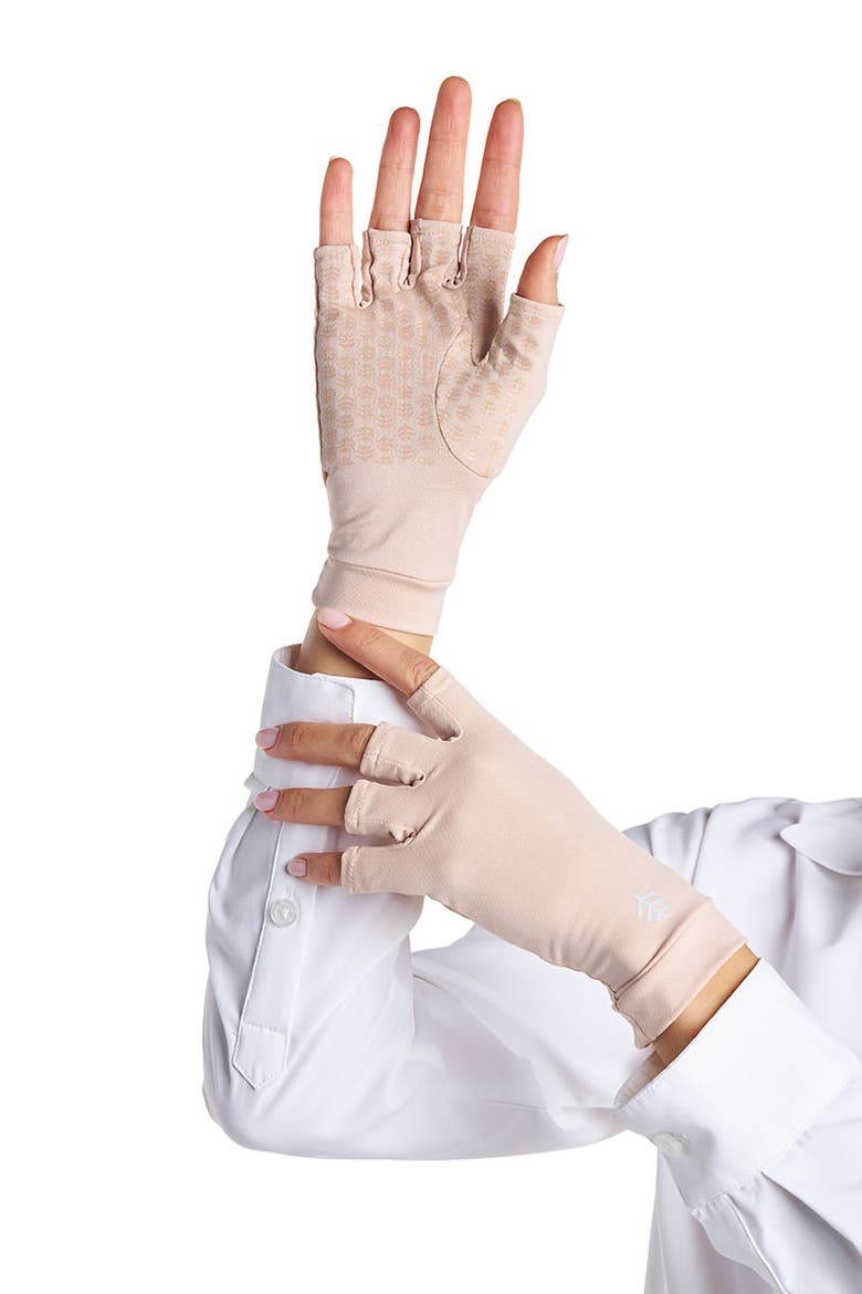 Ouray Fingerless UV Sun Gloves, UPF 50+ Sun Protection, Main, color, Pale Khaki