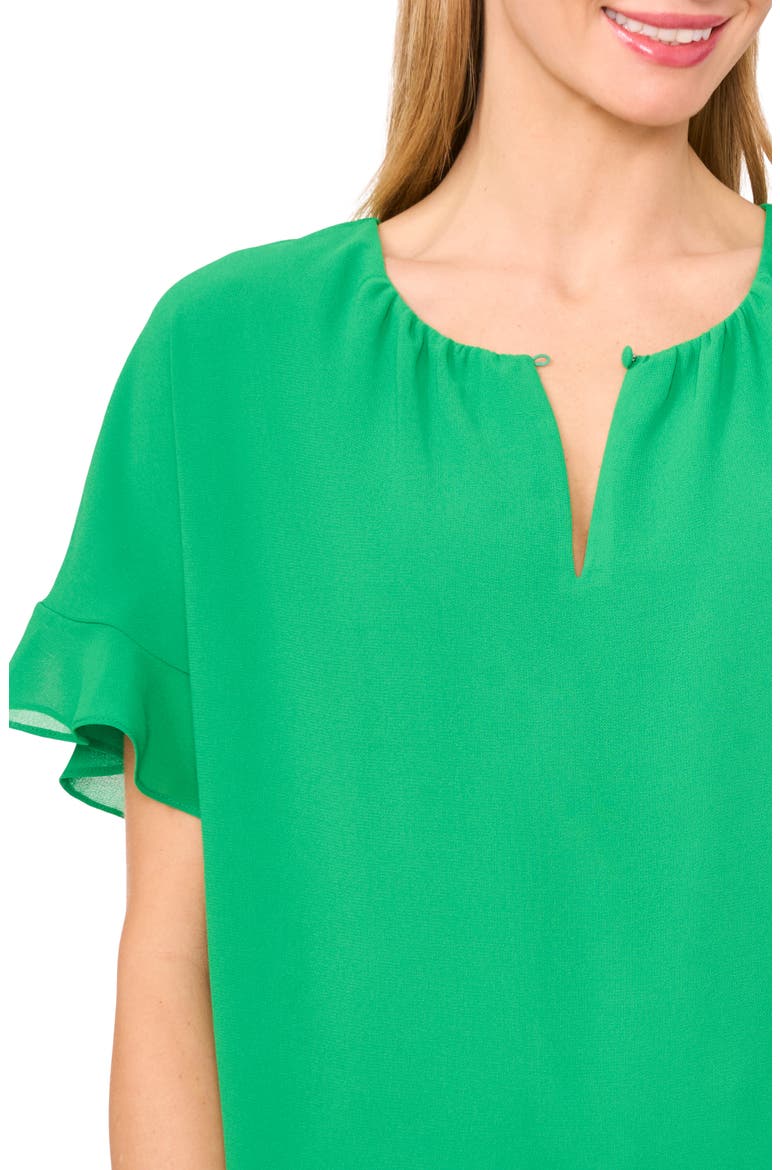 Flutter Sleeve Georgette Top, Alternate, color, MEDIUM GREEN