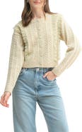 Lush Cable Knit Ruffle Cardigan