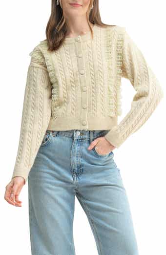 Lush Cable Knit Ruffle Cardigan