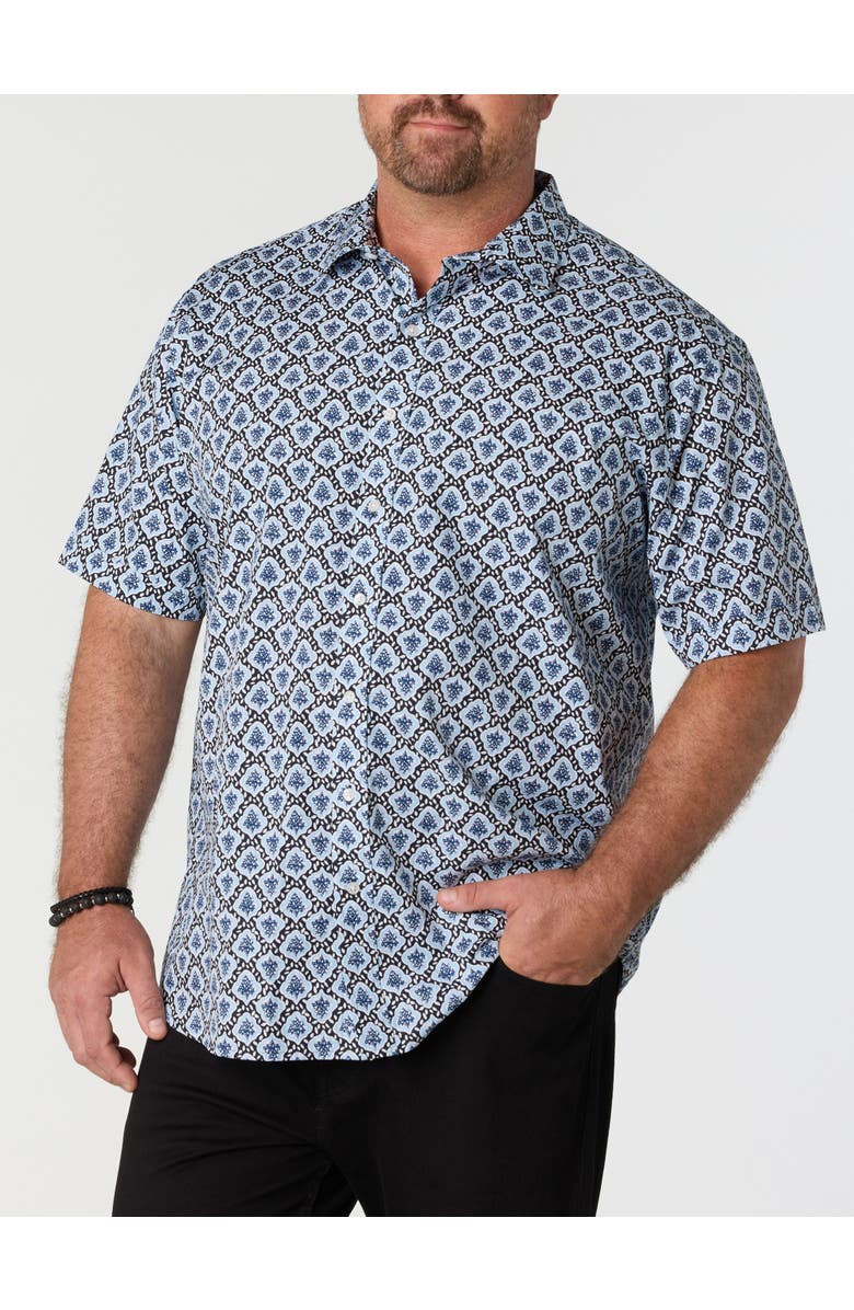 Synrgy by DXL Big & Tall Abstract Print Sport Shirt, Main, color, Blue